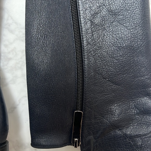 VC Signature Navy Stretch Leather Knee High Boots. 7 - Picture 4 of 10